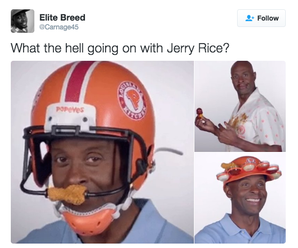 Jerry Rice's Latest Popeye's Commercial Isn't Going Over Too Well with  Black Twitter
