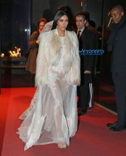 Kim Kardashian lace gown New York City fur Ocean's 8 taping Met Gala scene SplashNews