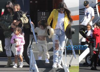 Kim Kardashian Saint North West Kris Jenner Kylie Jenner Kourtney Kardashian Corey Gamble King Tyga private jet family vacation SplashNews
