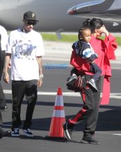 Kim Kardashian Saint North West Kris Jenner Kylie Jenner Kourtney Kardashian Corey Gamble King Tyga private jet family vacation SplashNews