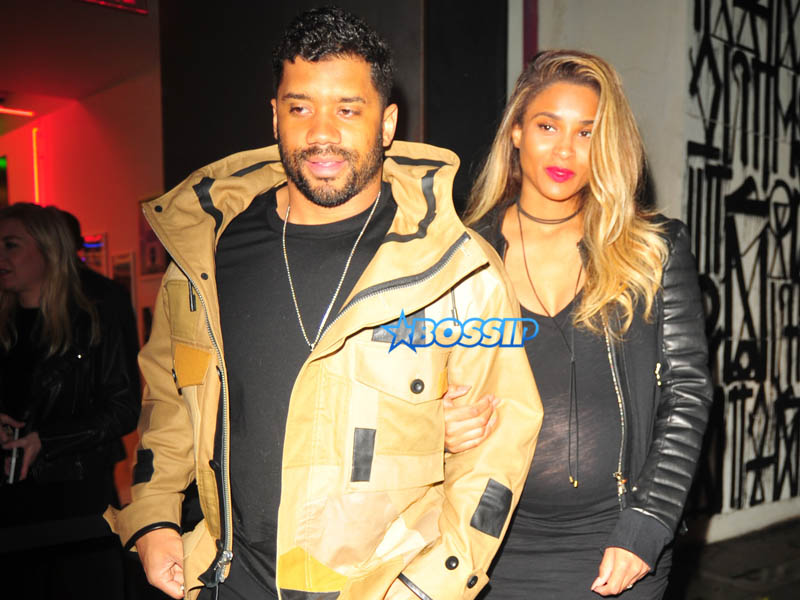 pregnant Ciara husband Russell Wilson walk hand in hand Daft Punk event in West Hollywood, California on February 10, 2017.