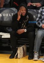 Floyd Mayweather Jr. spotted out at the Lakers vs Spurs game at the Staples Center in Los Angeles the day after his 40th birthday celebration SplashNews