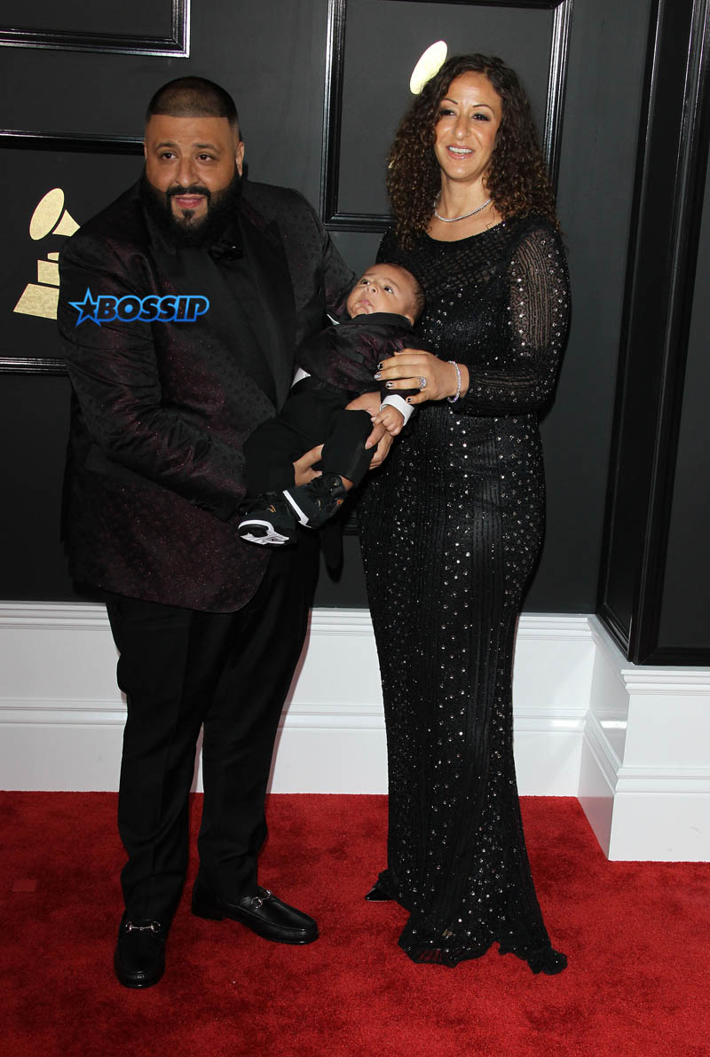 DJ Khaled fiancee Nicole son Assad  59th annual Grammy Awards Staples Center Los Angeles SplashNews