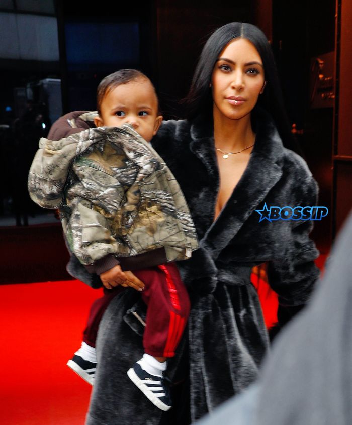 Kim Kardashian, North West, Saint West head out of their hotel in New York City Pictured: Kim Kardashian, North West, Saint West Ref: SPL1432821 010217 Picture by: Jackson Lee / Splash News Splash News and Pictures Los Angeles:310-821-2666 New York:212-619-2666 London:870-934-2666 photodesk@splashnews.com