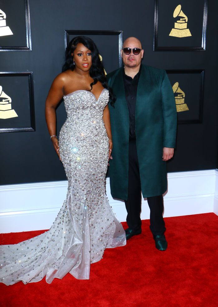 Celebrities arrive for the 59th Grammy Awards Red Carpet held at the Staples Center in Downtown LA. Pictured: Fat Joe and Remy Ma Ref: SPL1441474 120217 Picture by: ITM / Splash News Splash News and Pictures Los Angeles: 310-821-2666 New York: 212-619-2666 London: 870-934-2666 photodesk@splashnews.com 