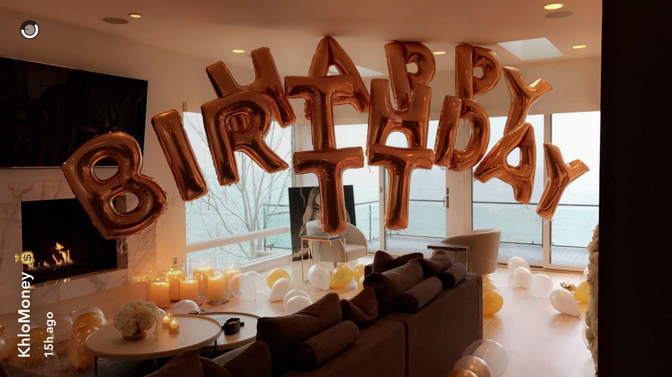 Khloe Kardashian Tristan Thompson birthday party snapchat