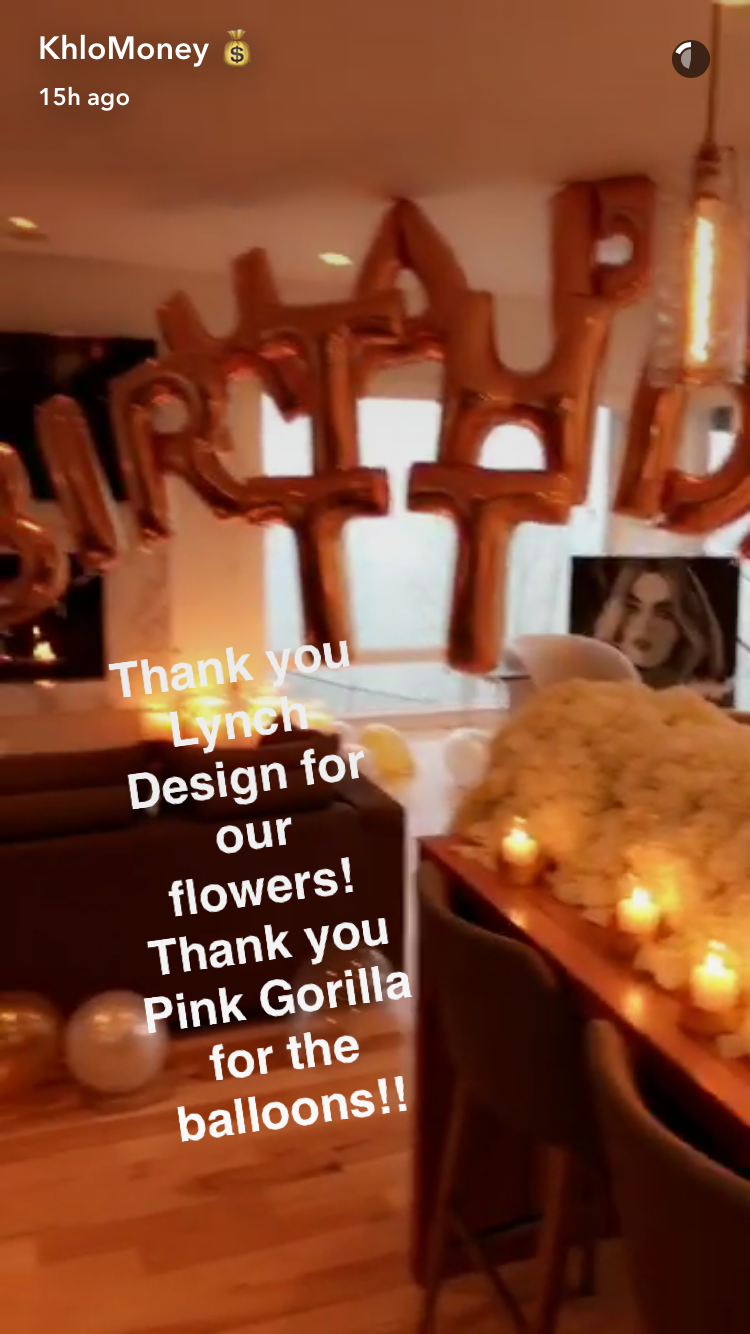Khloe Kardashian Tristan Thompson birthday party snapchat