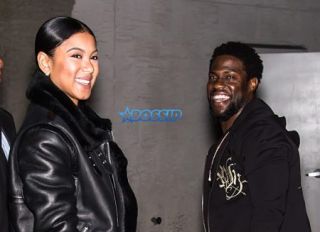 Kevin Hart and wife Eniko Parrish arrive at Punch Line Philly comedy club for pop-up comedy performance in Philadelphia, Pennsylvania. SplashNews