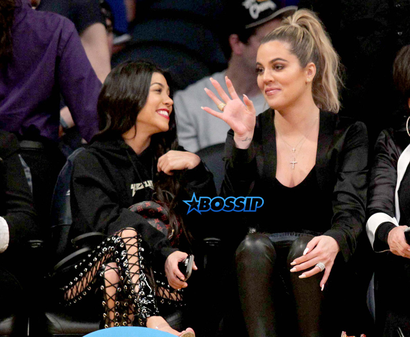 Kourtney Kardashian, Khloe Kardashian and Kris Jenner watching the Los Angeles Lakers defeated 120-125 by the Cleveland Cavaliers Staples Center in Los Angeles, California. March 19,2017 WENN Khloe Kardashian Ring Tristan Thompson 