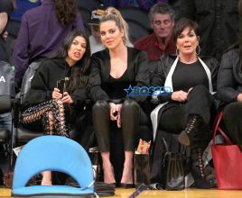 Kourtney Kardashian, Khloe Kardashian and Kris Jenner watching the Los Angeles Lakers defeated 120-125 by the Cleveland Cavaliers Staples Center in Los Angeles, California. March 19,2017 WENN Khloe Kardashian Ring Tristan Thompson