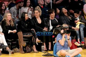 Kourtney Kardashian, Khloe Kardashian and Kris Jenner watching the Los Angeles Lakers defeated 120-125 by the Cleveland Cavaliers Staples Center in Los Angeles, California. March 19,2017 WENN Khloe Kardashian Ring Tristan Thompson