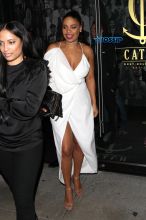 Sanaa Lathan gets a kiss from Stephan James leaving dinner at Catch restaurant in West Hollywood, CA. SplashNews