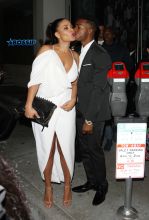 Sanaa Lathan gets a kiss from Stephan James leaving dinner at Catch restaurant in West Hollywood, CA. SplashNews