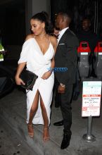 Sanaa Lathan gets a kiss from Stephan James leaving dinner at Catch restaurant in West Hollywood, CA. SplashNews
