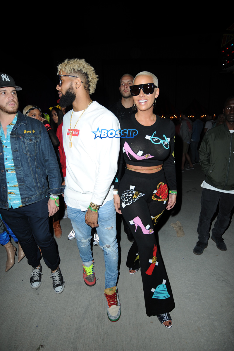 Amber Rose and Odell Beckham Jr. at Neon Carnival Coachella in Los Angeles, California. SplashNews