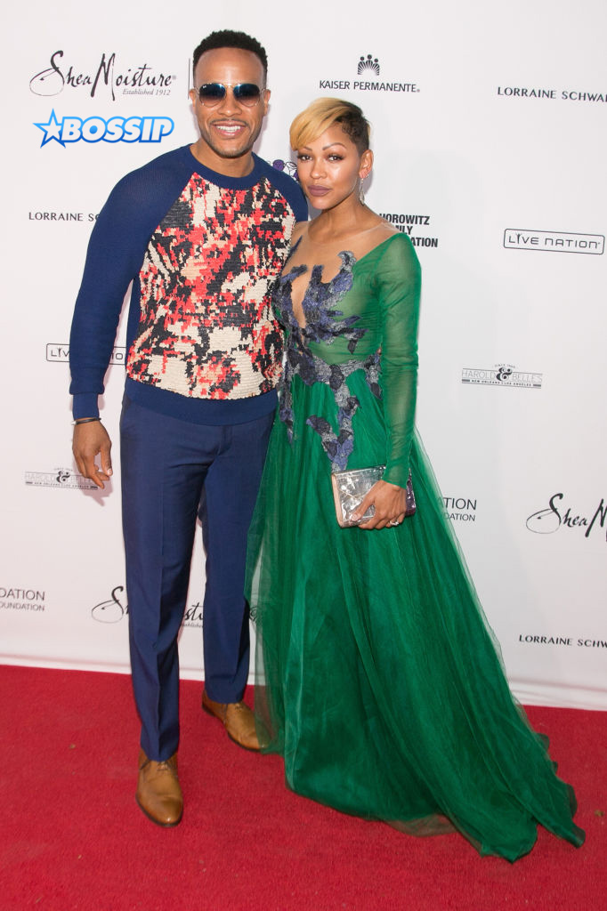 Devon Franklin (L) and Meagan Good arrives for the Wearable Art Gala at California African American Museum on April 29, 2017 in Los Angeles, California. (Photo by Gabriel Olsen/FilmMagic)