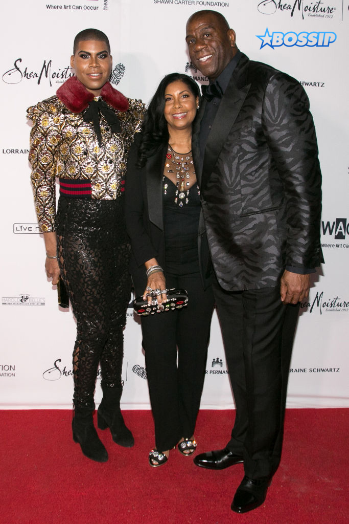  EJ Johnson, Cookie Johnson and Magic Johnson arrive for the Wearable Art Gala at California African American Museum on April 29, 2017 in Los Angeles, California. (Photo by Gabriel Olsen/FilmMagic)