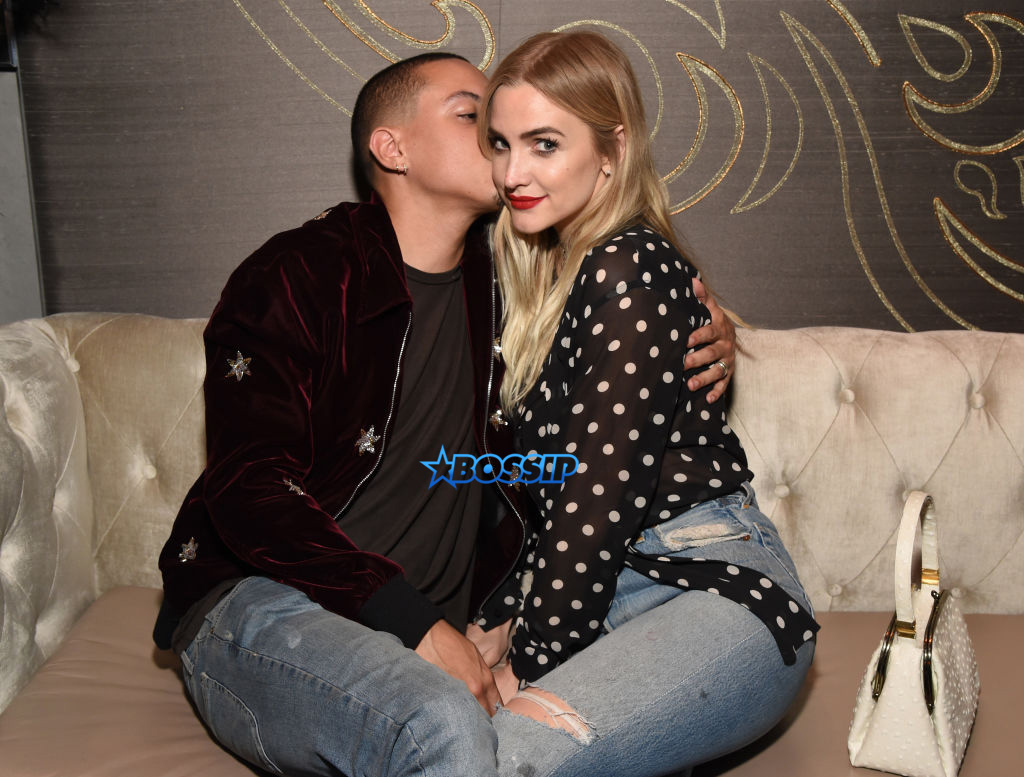 MARCH 16:  Actor Evan Ross (L) and singer Ashlee Simpson attend day one of TAO, Beauty + Essex, Avenue + Luchini LA Grand Opening on March 16, 2017 in Los Angeles, California.  (Photo by Michael Kovac/Getty Images for TAO)