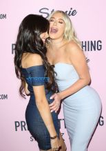 Singer Madison Beer (L) and Social Media Personality Anastasia Karanikola attends the "PrettyLittleThing" campaign launch on April 11, 2017 in Los Angeles, California. (Photo by Paul Archuleta/WireImage for Fashion Media)Right (Photo by Paul Archuleta/WireImage for Fashion Media)