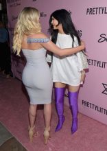 Stassie Karanikolaou and Kylie Jenner attend PrettyLittleThing Campaign Launch for PLT SHAPE with Brand Ambassador Anastasia Karanikolaou on April 11, 2017 in Los Angeles, California. (Photo by Matt Winkelmeyer/Getty Images)