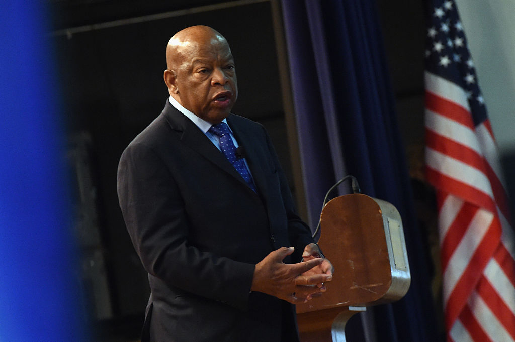 Congressman John Lewis chats with addresses audience attending Nashville Public Library Award to Civil Rights Icon Congressman John Lewis - Literary Award on November 19, 2016 in Nashville, Tennessee.  (Photo by Rick Diamond/Getty Images)