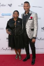 Octavia Spencer (L) and guest arrives for the Wearable Art Gala at California African American Museum on April 29, 2017 in Los Angeles, California. (Photo by Gabriel Olsen/FilmMagic)