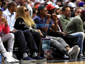 Beyonce and Jay Z attend Game Seven of the Western Conference Quarterfinals between the Los Angeles Clippers and the Utah Jazz at Staples Center at Staples Center on April 30, 2017 in Los Angeles, California. NOTE TO USER: User expressly acknowledges and agrees that, by downloading and or using this photograph, User is consenting to the terms and conditions of the Getty Images License Agreement. (Photo by Sean M. Haffey/Getty Images)