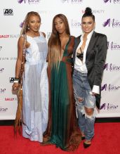 LOS ANGELES, CA - JUNE 23: Eva Marcelle, Sevyn Streeter and Laura Govan attend Sevyn Streeter and Courtney Adeleye of The Mane Choice Boss Up Brunch at Sur Restaurant on June 23, 2017 in Los Angeles, California.
