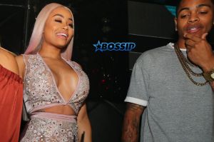 Blac Chyna and her new boyfriend Mechie are seen together at Mynt Lounge in Miami, Florida. The reality star showed off her curves in a body-hugging dress by daretobevintage. Ralph Notaro / Splash News