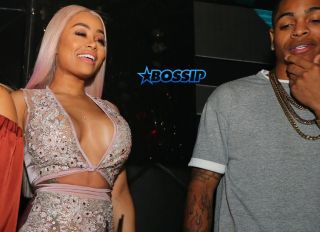Blac Chyna and her new boyfriend Mechie are seen together at Mynt Lounge in Miami, Florida. The reality star showed off her curves in a body-hugging dress by daretobevintage. Ralph Notaro / Splash News