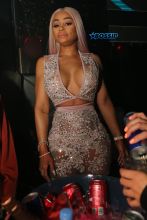 Blac Chyna and her new boyfriend Mechie are seen together at Mynt Lounge in Miami, Florida. The reality star showed off her curves in a body-hugging dress by daretobevintage. Ralph Notaro / Splash News