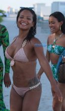 Christina Milian and Karrueche Tran spotted in bikinis at the beach in Miami Beach, Florida. Splash News