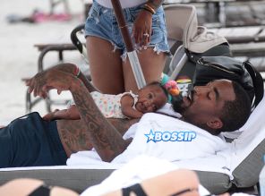 NBA Basketball Player J.R. Smith living with joy the miracle of live with her precious baby daughter Dakota.