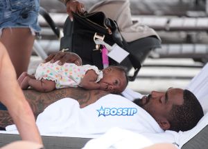 NBA Basketball Player J.R. Smith living with joy the miracle of live with her precious baby daughter Dakota.