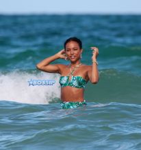 Christina Milian and Karrueche Tran spotted in bikinis at the beach in Miami Beach, Florida. Pichichipixx.com / Splash News