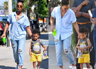 Kelly Rowland takes her son Titan to an event in Studio City Picture by: Fern / Splash News