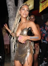 Amber Rose celebrates Paloma Fords Birthday party at 'Playhouse' Night Club in Hollywood, CA. Paloma has a slight wardrobe malfunction as she exposes her nipple in her lose Gold dress as they left the club.
