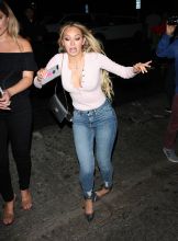 Bachelor in Paradise contestants Corinne Olympios and DeMario Jackson hug and share a passionate kiss with one another at the Nightingale club in West Hollywood. They arrived to the club at 11:30 P.M. They both came outside to say goodbye to each other. Corinne left with her friend while DeMario left by himself.