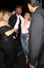 Bachelor in Paradise contestants Corinne Olympios and DeMario Jackson hug and share a passionate kiss with one another at the Nightingale club in West Hollywood. They arrived to the club at 11:30 P.M. They both came outside to say goodbye to each other. Corinne left with her friend while DeMario left by himself.