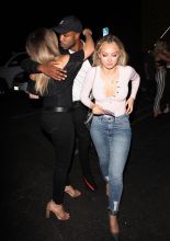 Bachelor in Paradise contestants Corinne Olympios and DeMario Jackson hug and share a passionate kiss with one another at the Nightingale club in West Hollywood. They arrived to the club at 11:30 P.M. They both came outside to say goodbye to each other. Corinne left with her friend while DeMario left by himself.