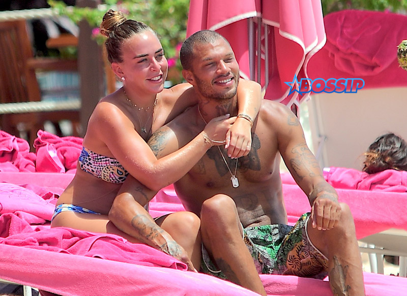 Hot Felon Jeremy Meeks t on the beach with his girlfriend, Topshop Heiress, Chloe Green. The couple packed on the PDA as they sat near the ocean in Barbados. jet ski, shower
