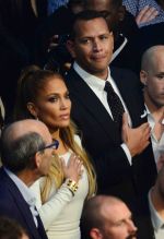 Jennifer Lopez and Alex Rodriguez leave the McGregor vs Mayweather fight in Las Vegas, Nevada, USA.
