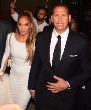 Jennifer Lopez and Alex Rodriguez leave the McGregor vs Mayweather fight in Las Vegas, Nevada, USA.