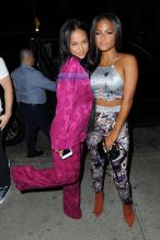 Karrueche Tran and Christina Milian are seen at Catch in Los Angeles