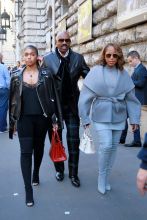 TV personality Steve Harvey attends Hermes Spring/Summer 2017 Womenswear with his wife Marjorie Bridges-Woods and his daughter during Paris Fashion Week in Paris, France