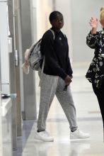 Madonna with her kids arrive at JFK airport in NYC.