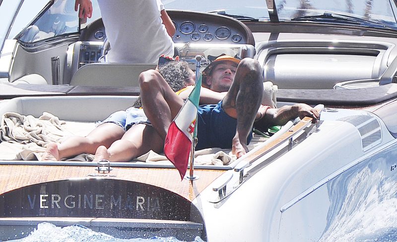 Olympique Lyon Memphis Depay is seen spending a few days on holiday alongside his girlfriend Lori Harvey in Portofino, Italy.