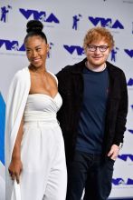 INGLEWOOD, CA - AUGUST 27: Jennie Pegouskie (L) and Ed Sheeran attend the 2017 MTV Video Music Awards at The Forum on August 27, 2017 in Inglewood, California.