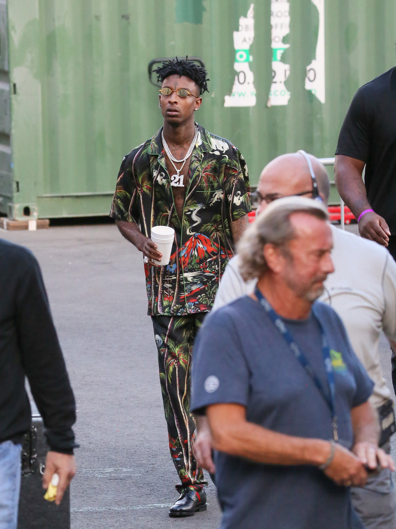 21 Savage is seen at Jimmy Kimmel Live in Los Angeles, California.