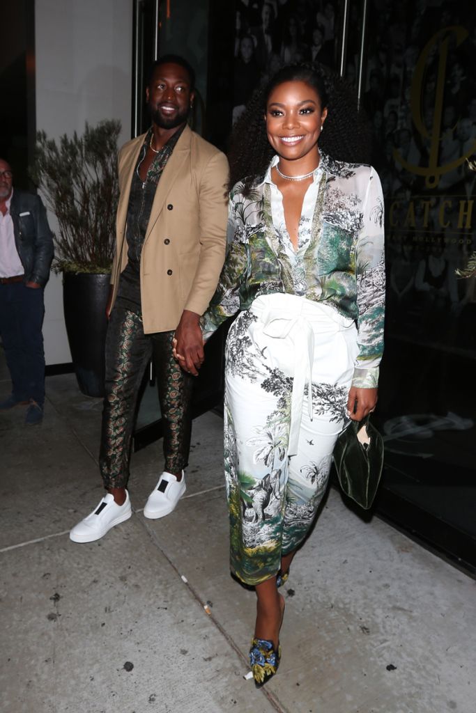 Actress Gabrielle Union shows off her beautiful dress as she and Dwyane Wade dine at Catch restaurant in West Hollywood
